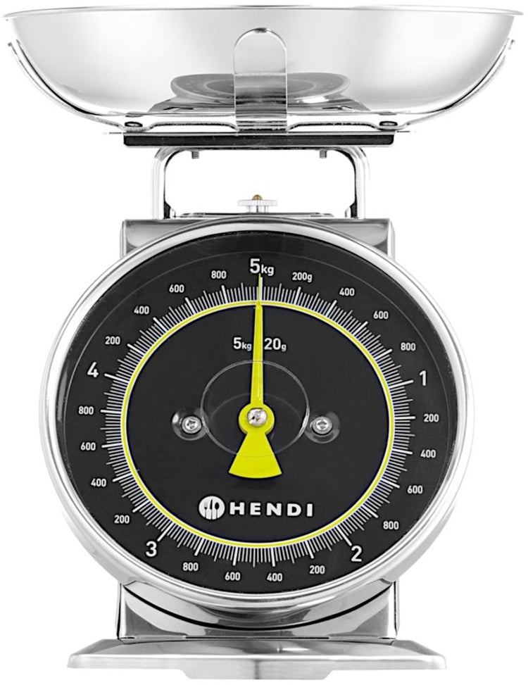 Balance de cuisine mécanique Hendi - acier inoxydable - cadran analogique - max. 5 kg - ø207 mm - design classique