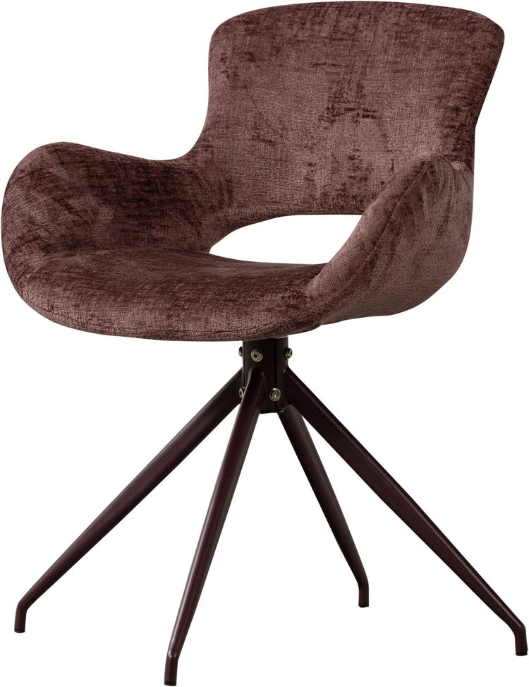 Chaise de salle à manger Woood eliva - structure velours - violet - lot de 2
