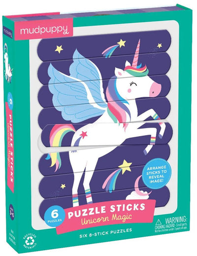 Puzzle Mudpuppy - licorne magique - bâtons de puzzle 2 faces pour réaliser 6 puzzles - 3 ans