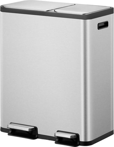 Eko - ecocasa 1 poubelle à pédale 30+20 litres - polypropylène inox - acier inox mat - poubelle