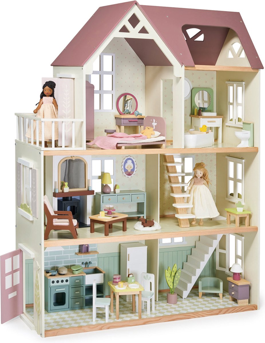 Manoir de mûrier de maison de poupée de feuille tendre
