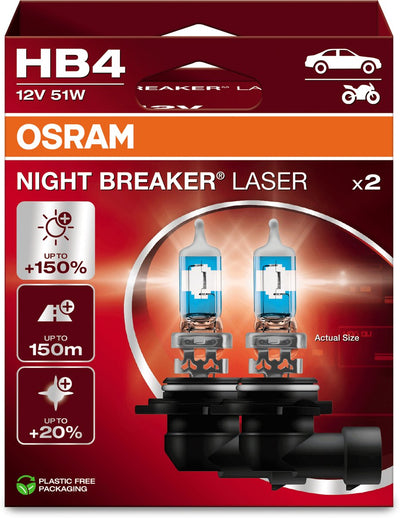 Osram Night Breaker Laser - Lampe halogène - HB4 - 150 % de lumière vive - 20 % plus blanche