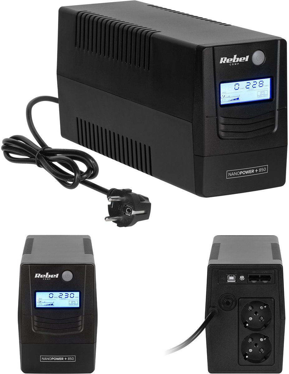 Rebel UPS 850VA – LCD – alimentation de secours pour PC, modem routeur – USB – Viewpower