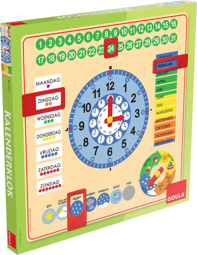 Horloge de calendrier en bois de Goula