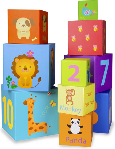 Classic World Empileing Blocks Figures and Animals, 10dlg.
