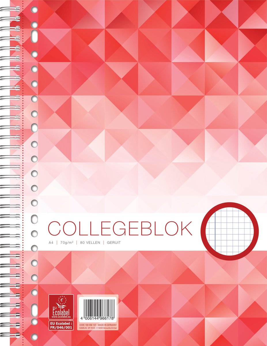 Bloc-notes de travail a4 - diamant 5 mm - 70 grammes - 23 trous - 80 feuilles - 5 pièces