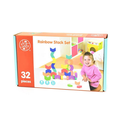 Blocs en bois empilant le jeu Rainbow, 32dlg.