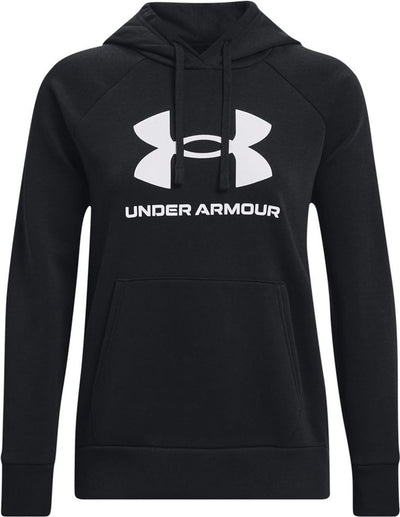 Maillot de sport Under Armour UA Rival Fleece Big Logo HD pour Femme - Noir - Blanc