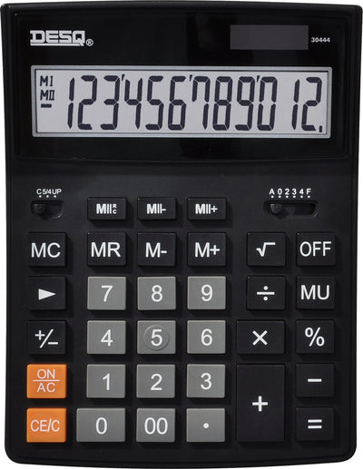 Calculatrice de bureau Desq ® grande - 12 chiffres - xlarge - double mémoire - mu - robuste