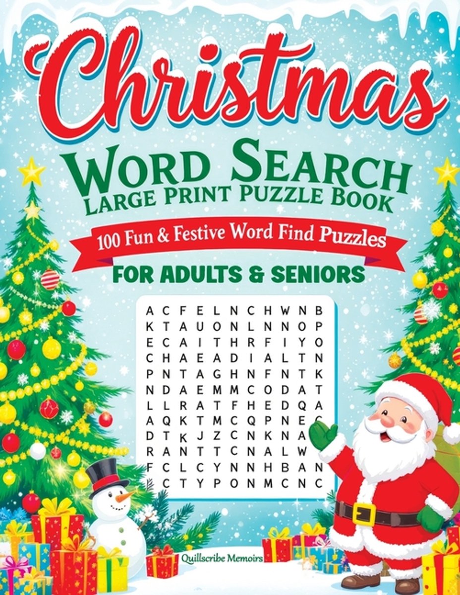 Livre de puzzles en gros caractères de recherche de mots de Noël pour adultes seniors