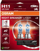 Osram Night Breaker Laser - Lampes de voiture halogènes H11 - Jusqu'à 150 % de lumière en plus et visibilité à 150 m - 64211nl-2hb - Qualité allemande - Lot de 2 lampes