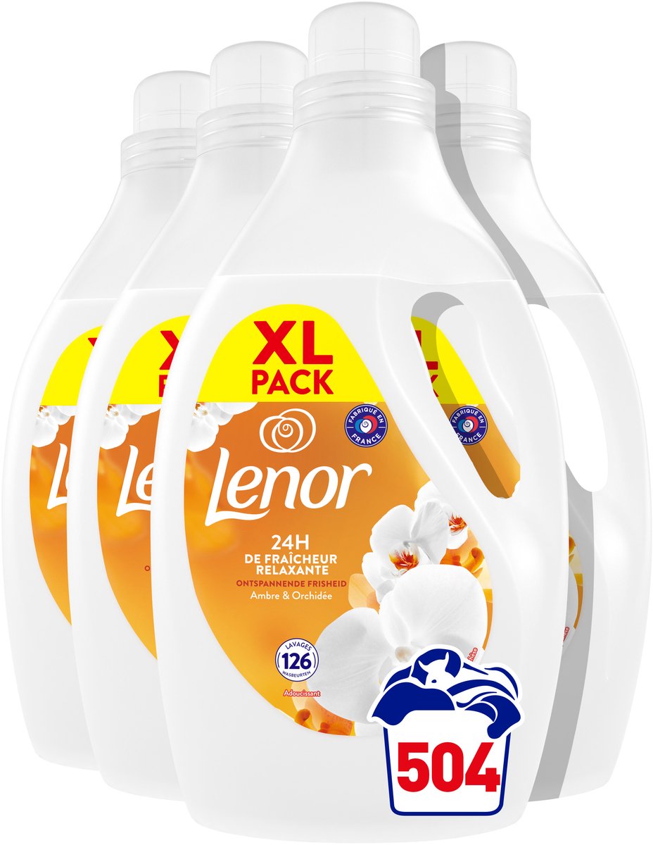 Lenor Adoucissant Orchidée Ambre - 4 x 126 lavages