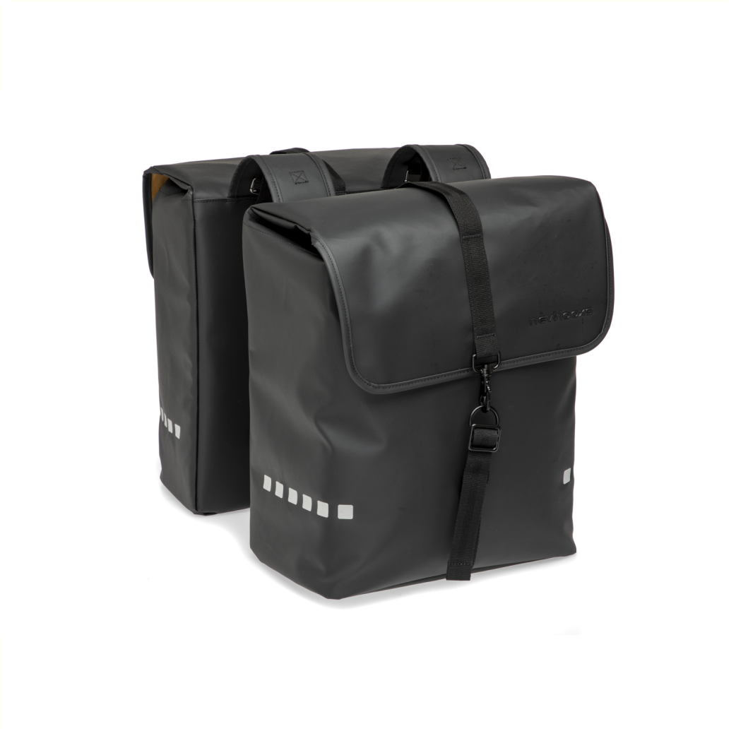 Nouveau Looxs Pannier Bag Odense - Double, Black, Water-repellent, Reflection, Convient aux vélos électriques