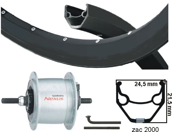 KGS Roue avant 28 pouces (622) ZAC2000 NAFD noir et R.Brake Black Brouille axe fixe