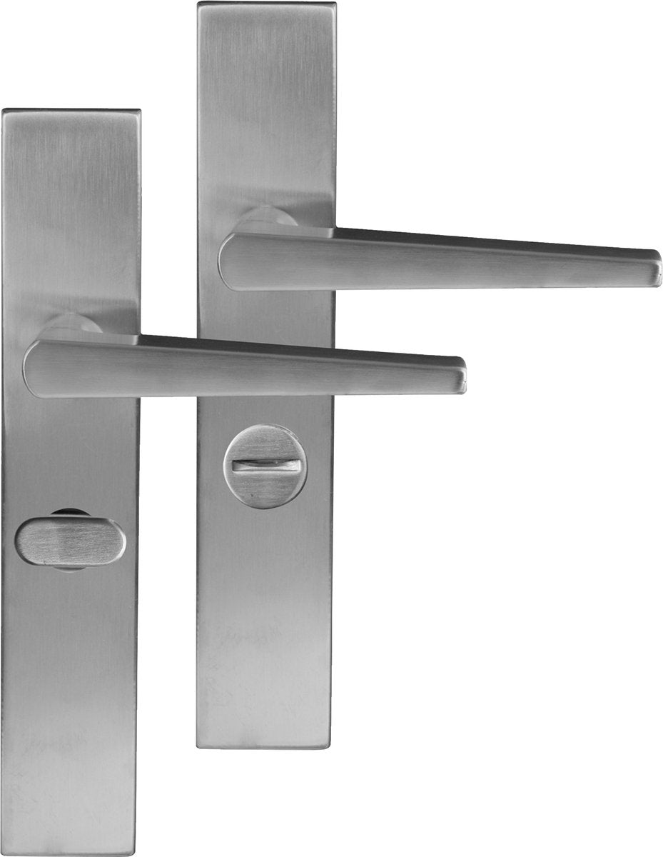 Différence | poignée de porte rotterdam | bouclier carré | toilettes 63 mm | chrome mat