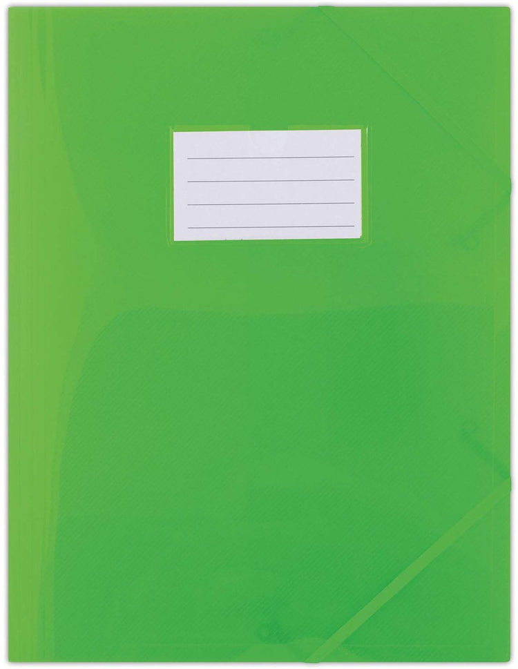 Chemise à documents Donau avec élastique pp a4 480 microns 3 rabats vert semi-transparent type-3 rabats type-avec élastique, avec étiquette index-n.a. insérer des manchons-n/a matériau-pp languettes-n/a