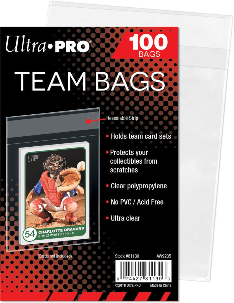 Sacs de rangement Ultrapro 100 sacs ultra pro team sacs transparents avec bande adhésive refermable