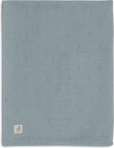 Jollein - couverture de berceau 100x150cm - couverture bébé - tricot douillet velours vert d'eau