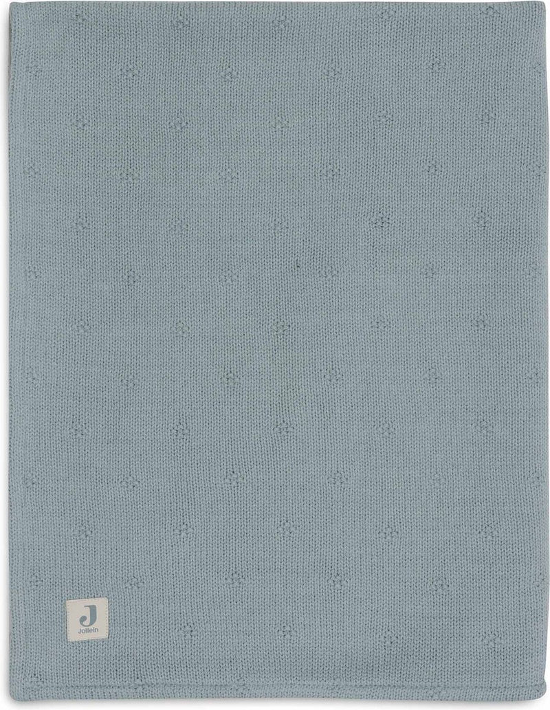 Jollein - couverture de berceau 100x150cm - couverture bébé - tricot douillet velours vert d'eau