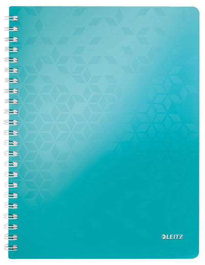 Carnet A4 à reliure spirale Leitz wow - 80 feuilles - ligné - certifié FSC - bleu glacier