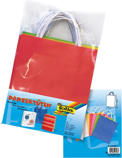 Sac cadeau Folia format 18 x 8 x 21 cm, paquet de 7 pièces