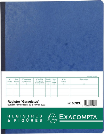 Exacompta registres spéciaux pour garages - Français - 80 pages - - 5092x