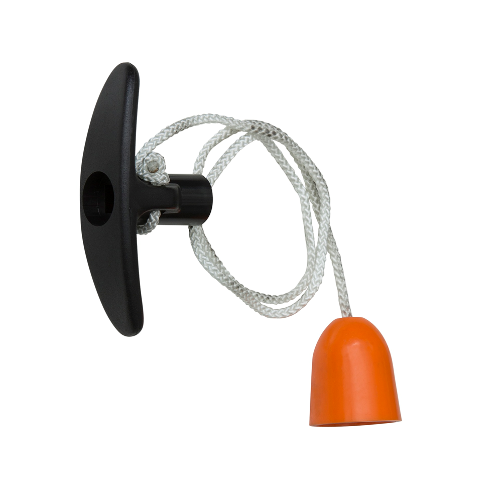 Poignée intérieure Nemef pour portes de garage | bouton orange sur cordon 50cm | dimensions du tabouret : 88 x 26 mm - 9307222500