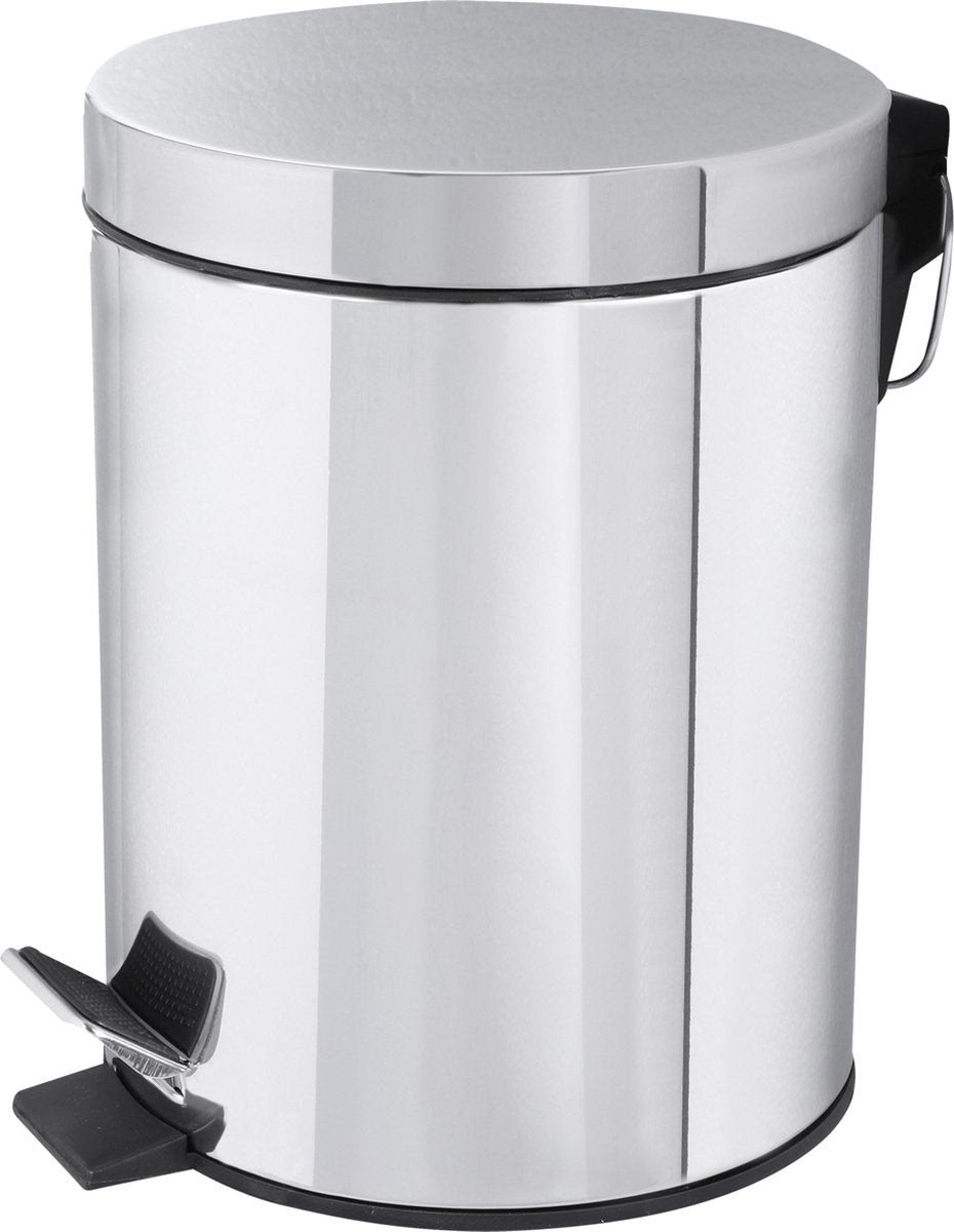 Poubelle à pédale Differnz chromée - Poubelle de salle de bain - Poubelle - 5 litres