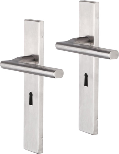 Poignée de porte Impresso - Kirby - pour l'intérieur - bouclier de porte carré avec trou de serrure - acier inoxydable - 2 pièces