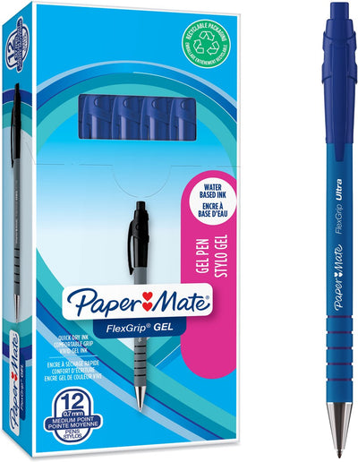 Paper Mate - Stylo à bille Flexgrip Gel | boîte de 12 pièces | bleu