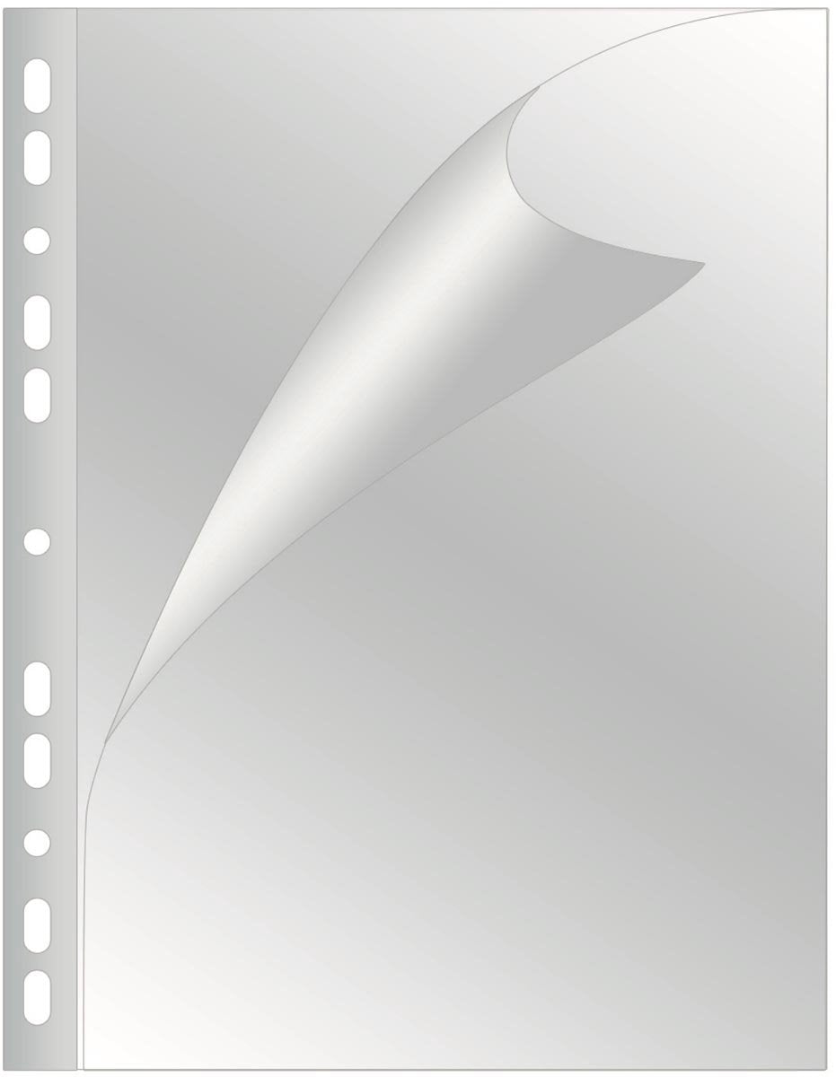 Q-connect sac de présentation perforé a4 perforation 11 trous transparent 80 microns paquet de 25 pièces