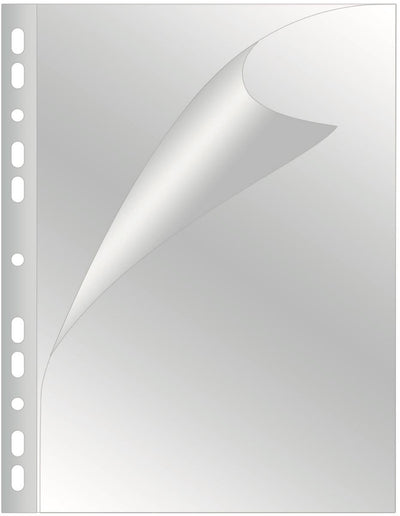 Q-connect sac de présentation perforé a4 perforation 11 trous transparent 80 microns paquet de 25 pièces