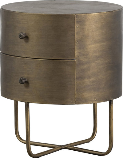 Meuble rond brillant Woood - métal - laiton antique - 48x39x39