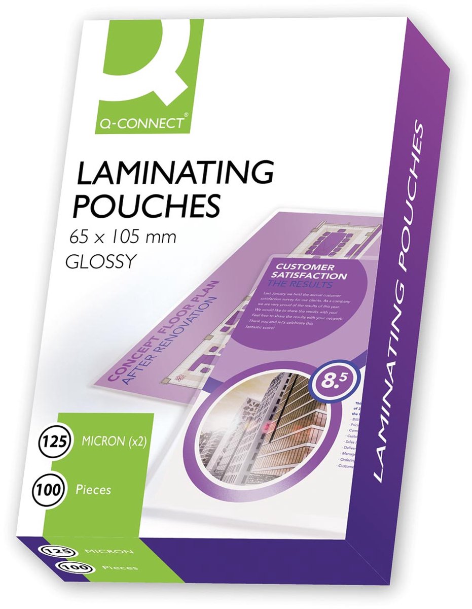 Pochette de plastification Q-connect 2x 125 microns 65x105mm 100 pièces