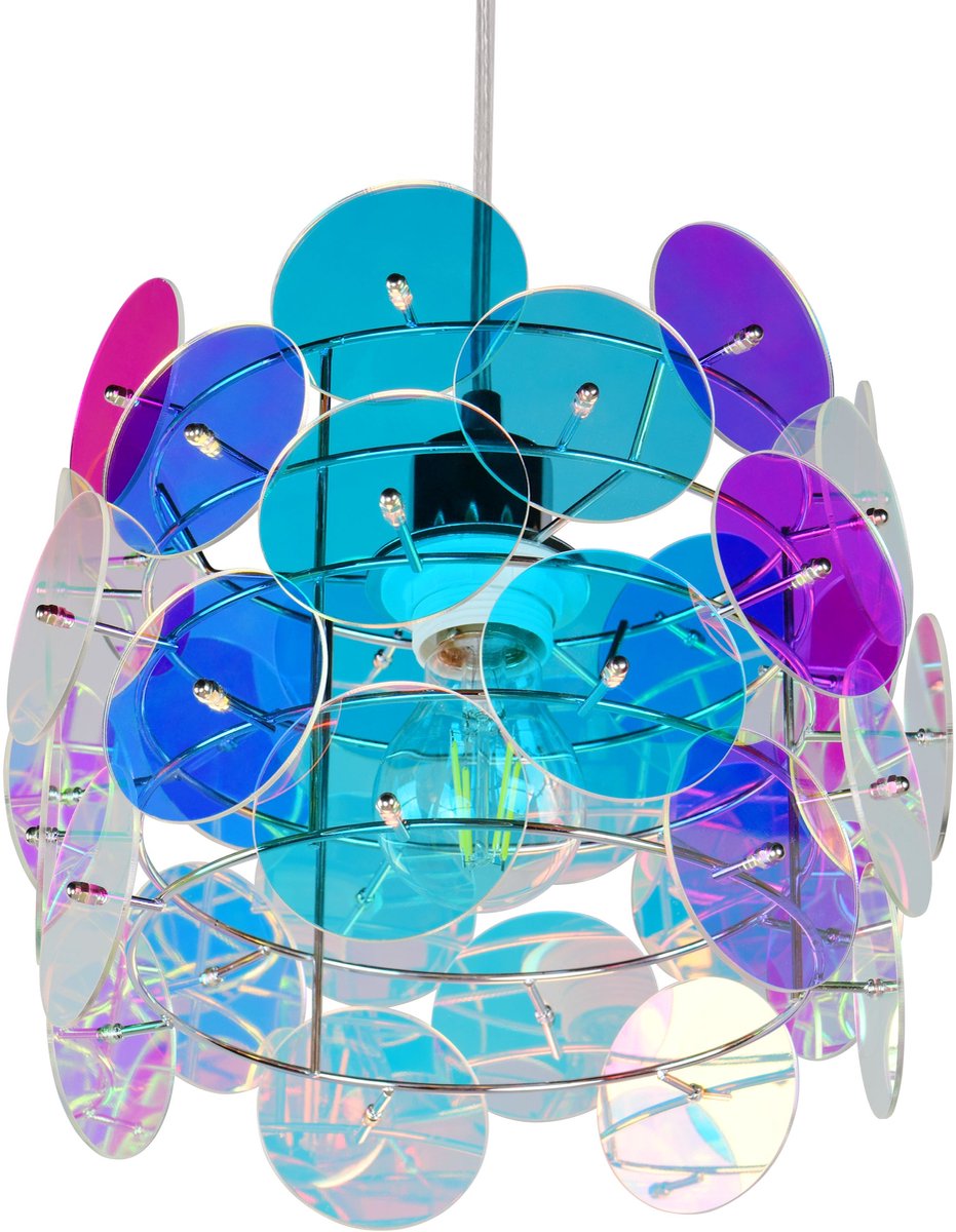 Rl live your light reality iride - lampe suspendue - transparent irisé - excl. 1x e27 4 w - montage au plafond - réglable en hauteur