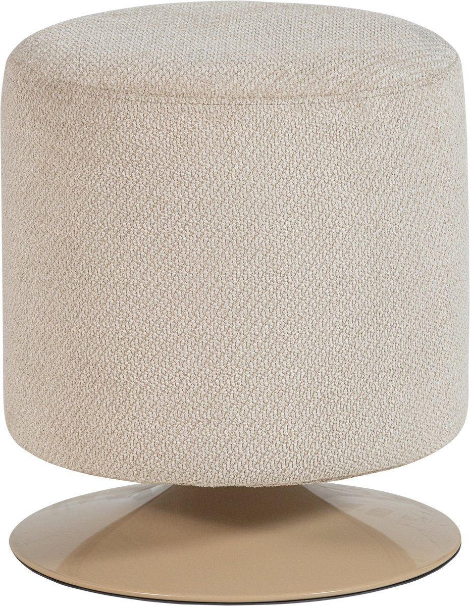 Ottoman Woood Islen avec base pivotante - bouclé - beige - 47x39x39