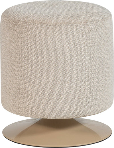 Ottoman Woood Islen avec base pivotante - bouclé - beige - 47x39x39