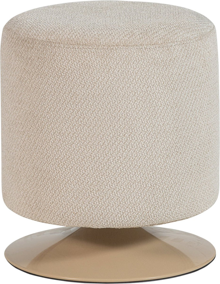 Ottoman Woood Islen avec base pivotante - bouclé - beige - 47x39x39