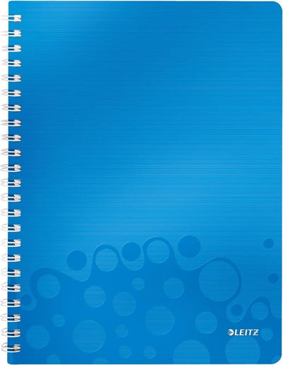 Carnet A4 à spirale Leitz wow - 80 feuilles - ligné - certifié FSC - bleu