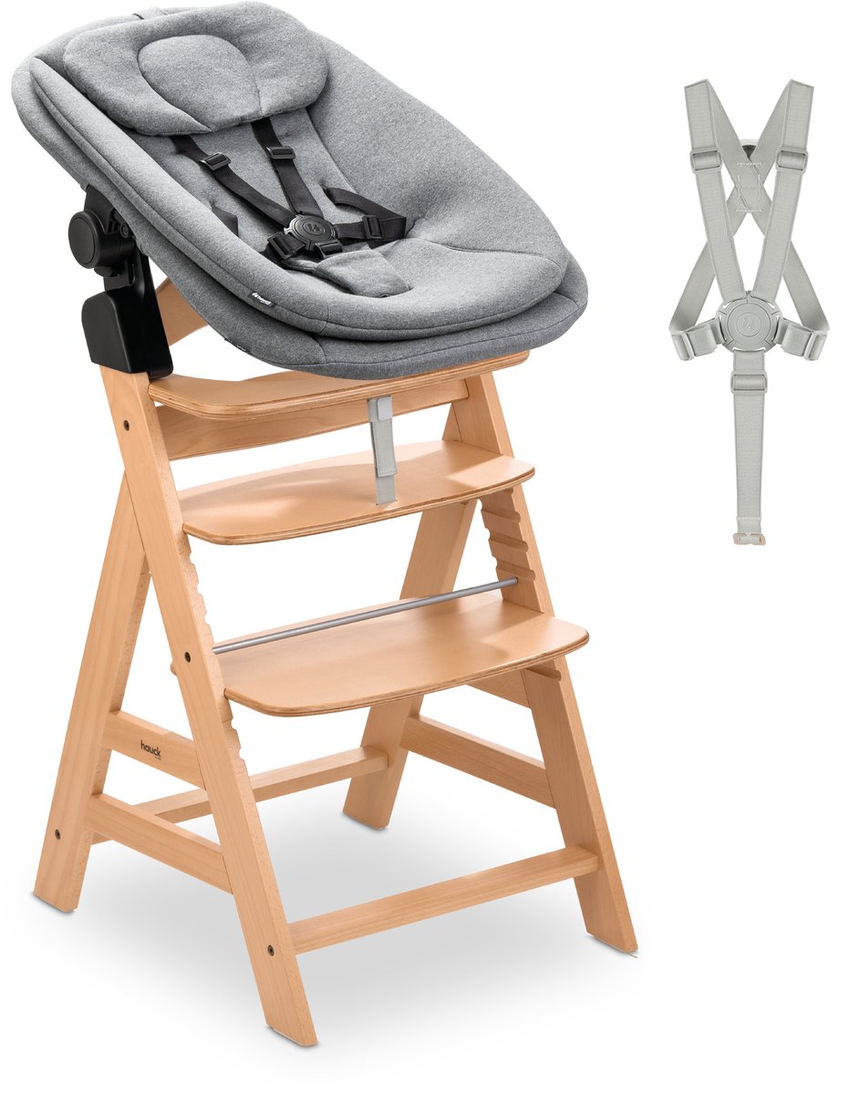 Hauck alpha nouveau-né set pro - ensemble de chaise haute évolutive dès la naissance - gris nature