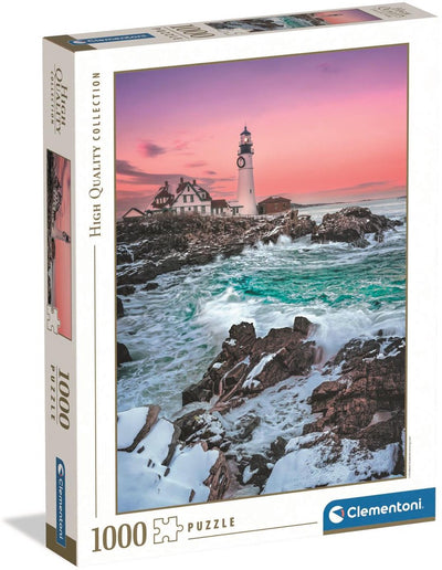 Ty Clementoni First Snow at Portland Head - Phare dans la neige - Puzzle 1000 pièces adultes - Puzzle HQC collection haute qualité à partir de 12 ans