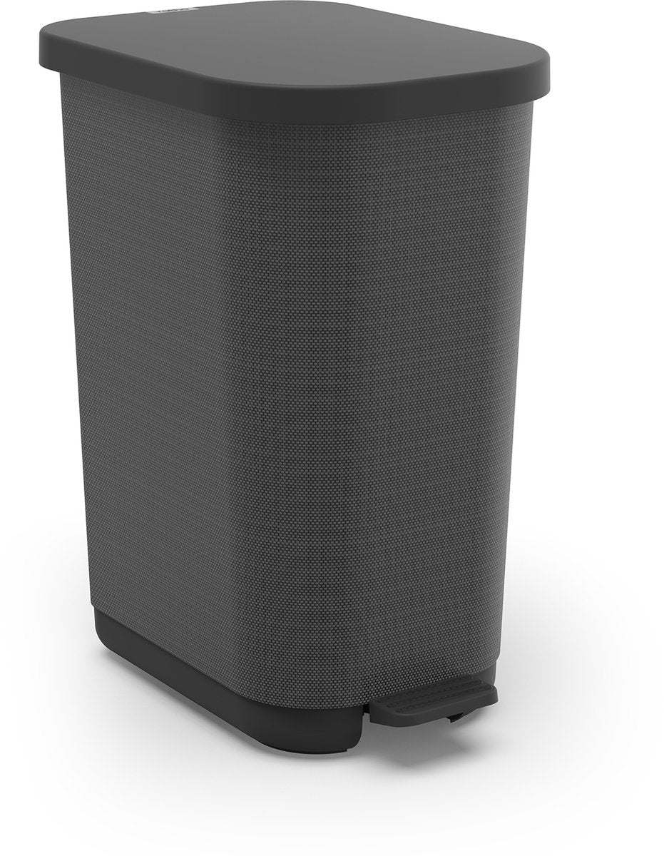 Poubelle à pédale Rotho orbe - poubelle 35l - sans bpa - carbone graphix