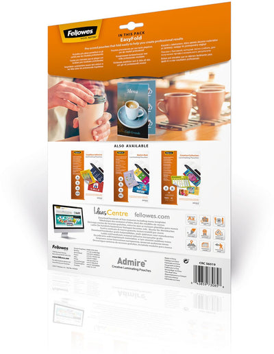 Pochettes de plastification Fellowes admire easyfold - a4 - 160 microns - 25 pièces