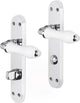 Poignée de porte Impresso - Perth - pour l'intérieur - bouclier de porte ovale avec vis et serrure de toilette - chrome - blanc - 2 pièces