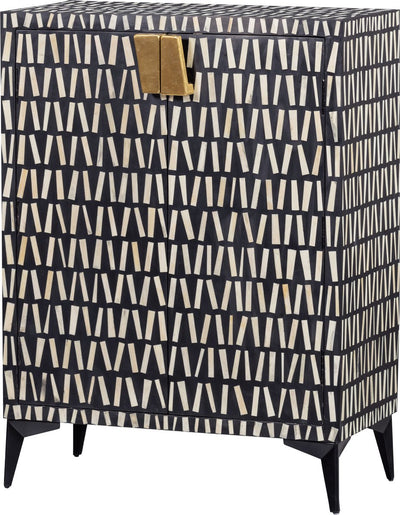Meuble de rangement Woood Menne - incrustation d'os - noir et blanc - 108x81x43