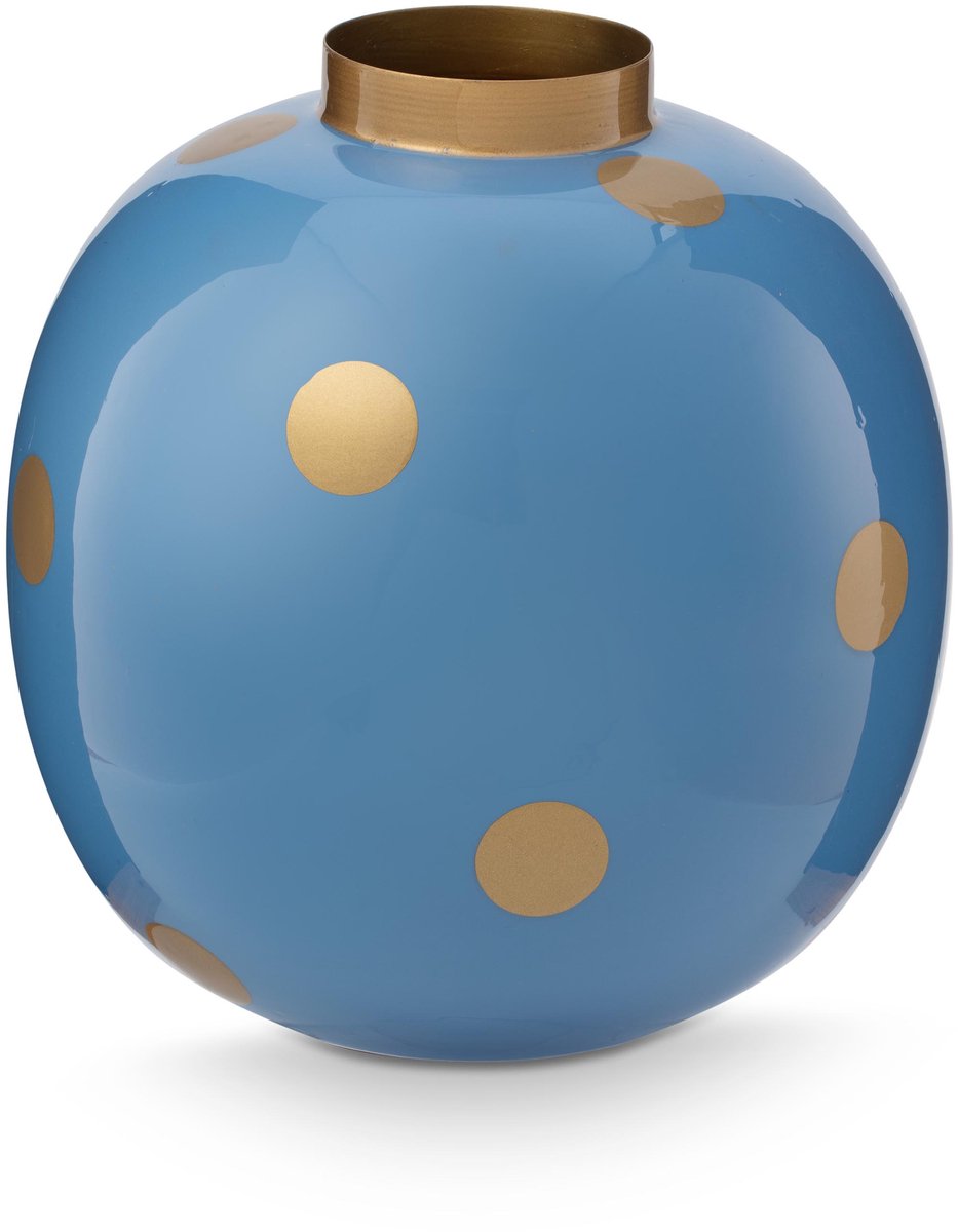 Pip studio vase dots - vase à fleurs en métal - or bleu - 23cm