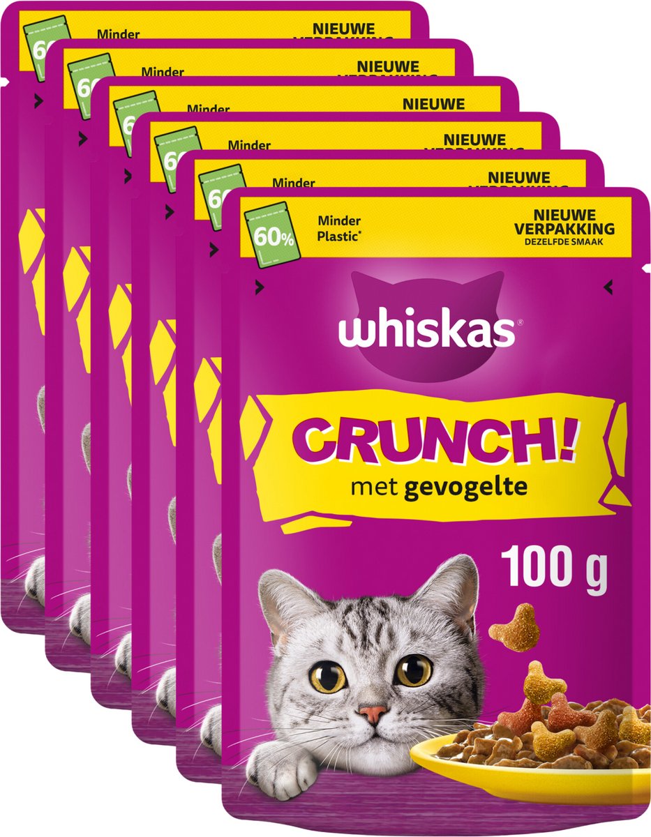 Friandises pour chats Whiskas - snacks croquants - volaille - 6 x 100g