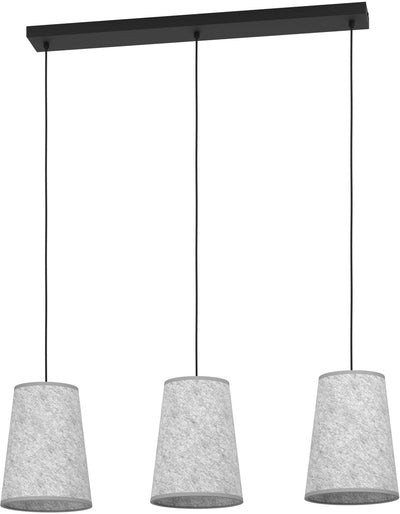 Lampe à suspension Eglo alsager - e27 - 91 cm - noir|gris - feutre|acier