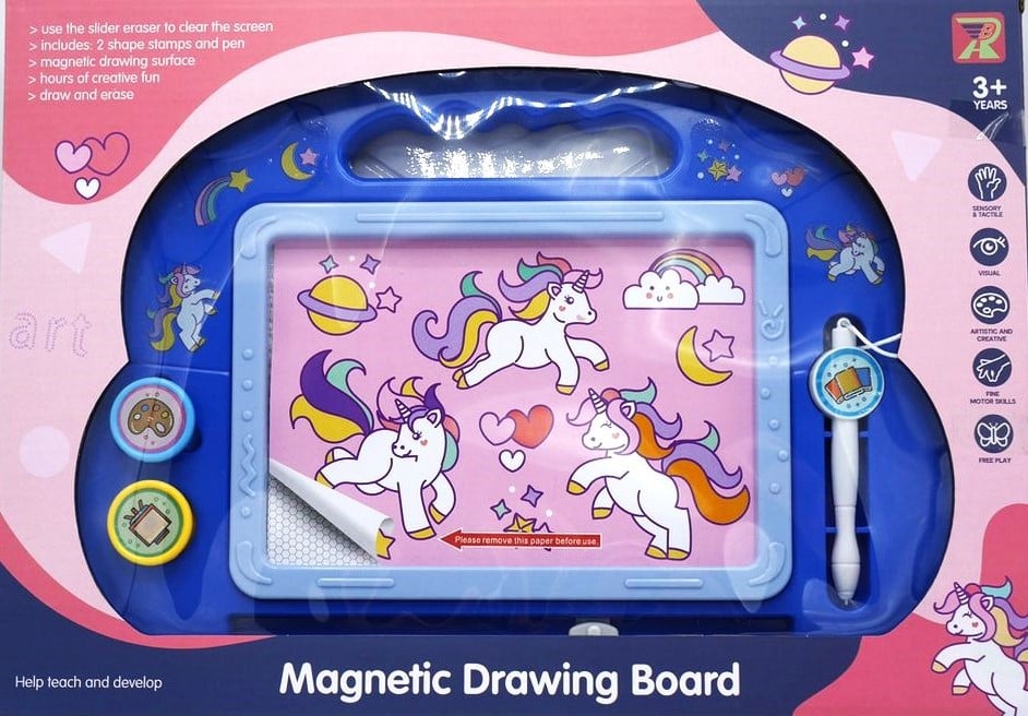 Planche à dessin magnétique magique avec 2 timbres aimants et stylo aimant