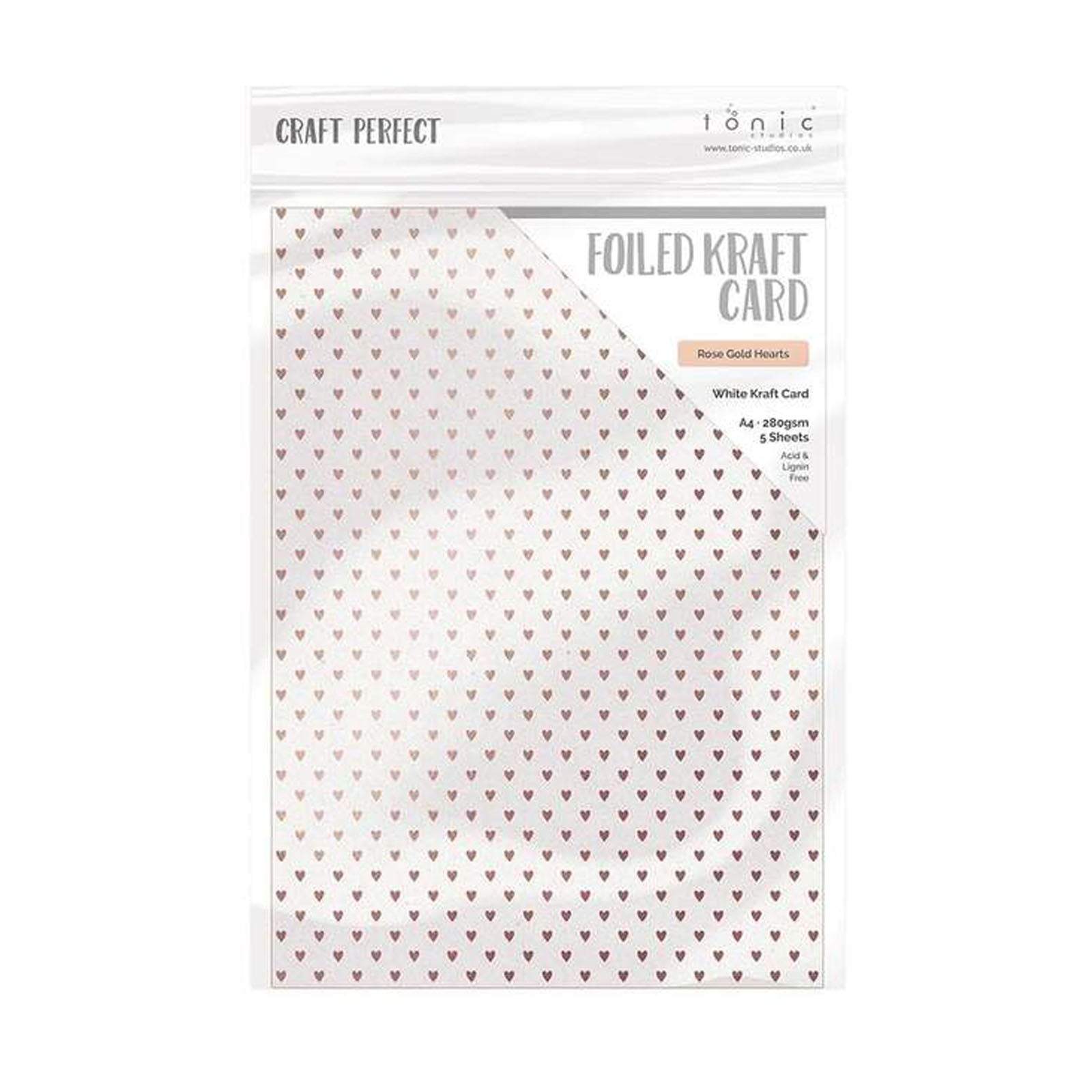 Craft perfect par Tonic Studios Craft Perfect • carte kraft déjouée a4 x5 280g coeurs roses